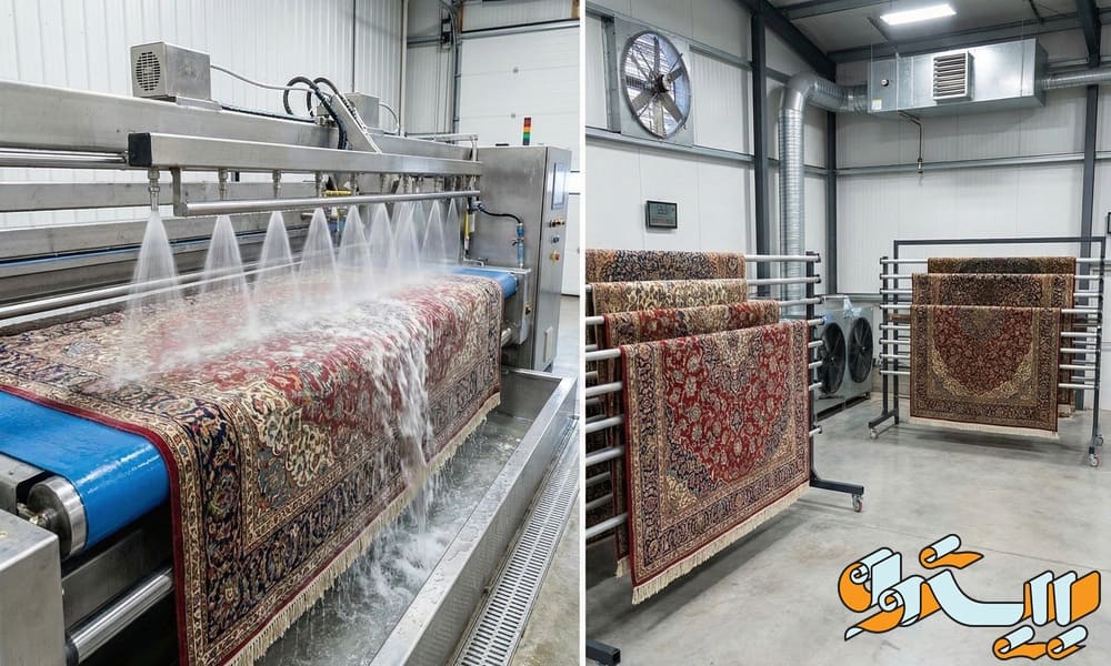 تصویر فرش در قالی شویی