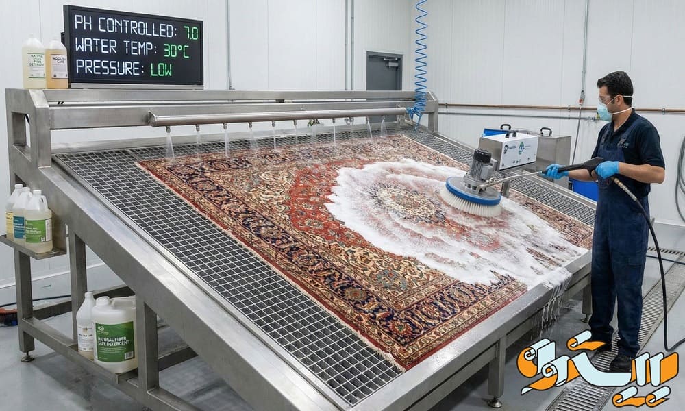 تصویر فرش دار قالی شویی