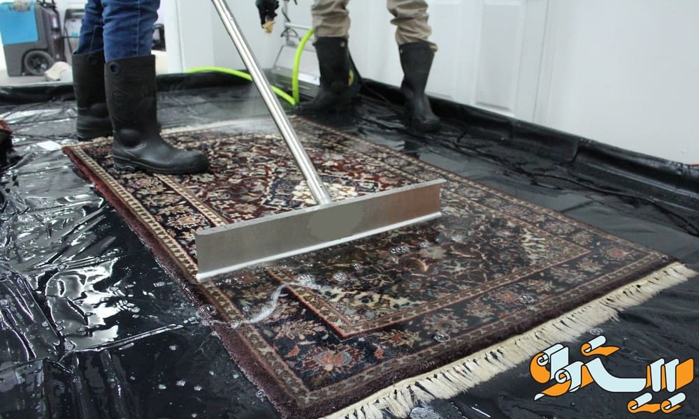 تصویر فرش درحال شست و شو